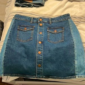 Madewell button skirt two tone jean mini-skirt NEW WITH TAGS